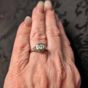 Antique Art Deco 18k Diamond Ring 5.5